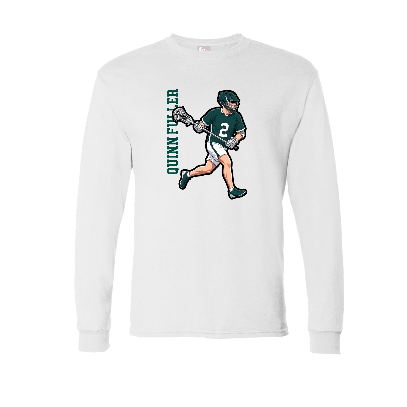 Long Sleeve Tee — Name Vertical in White