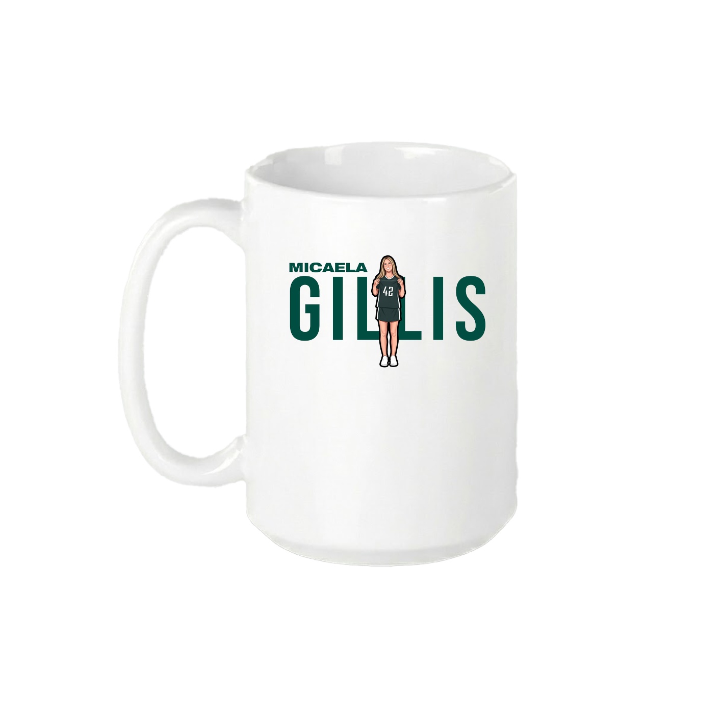 15oz Coffee Mug — Player Name in White
