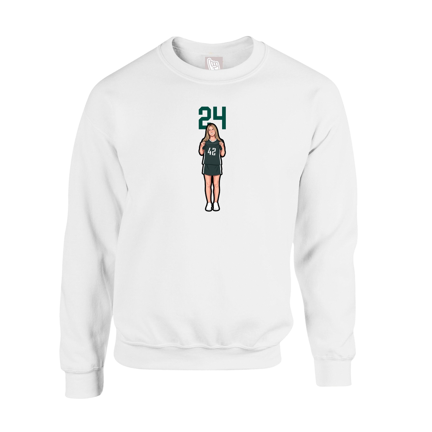 Fleece Crew — Number Top in White