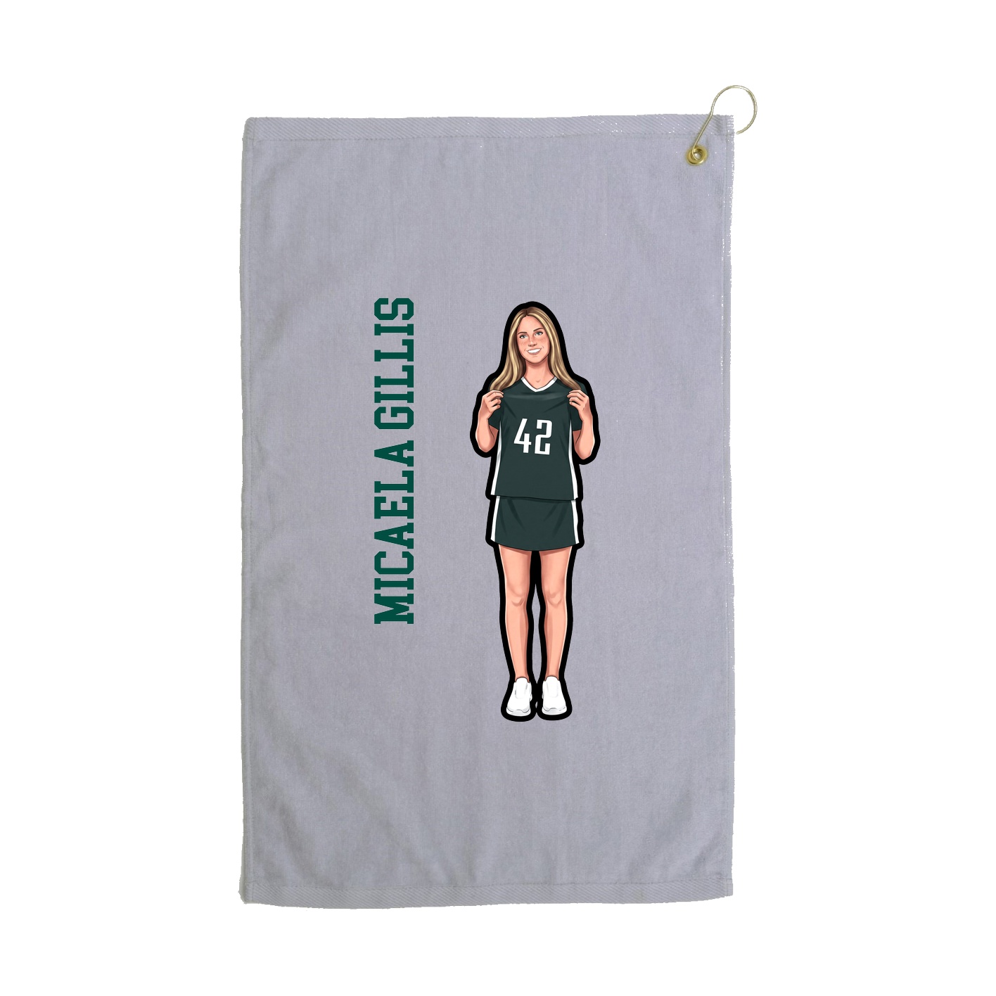 Golf Towel — Name Vertical in Grey