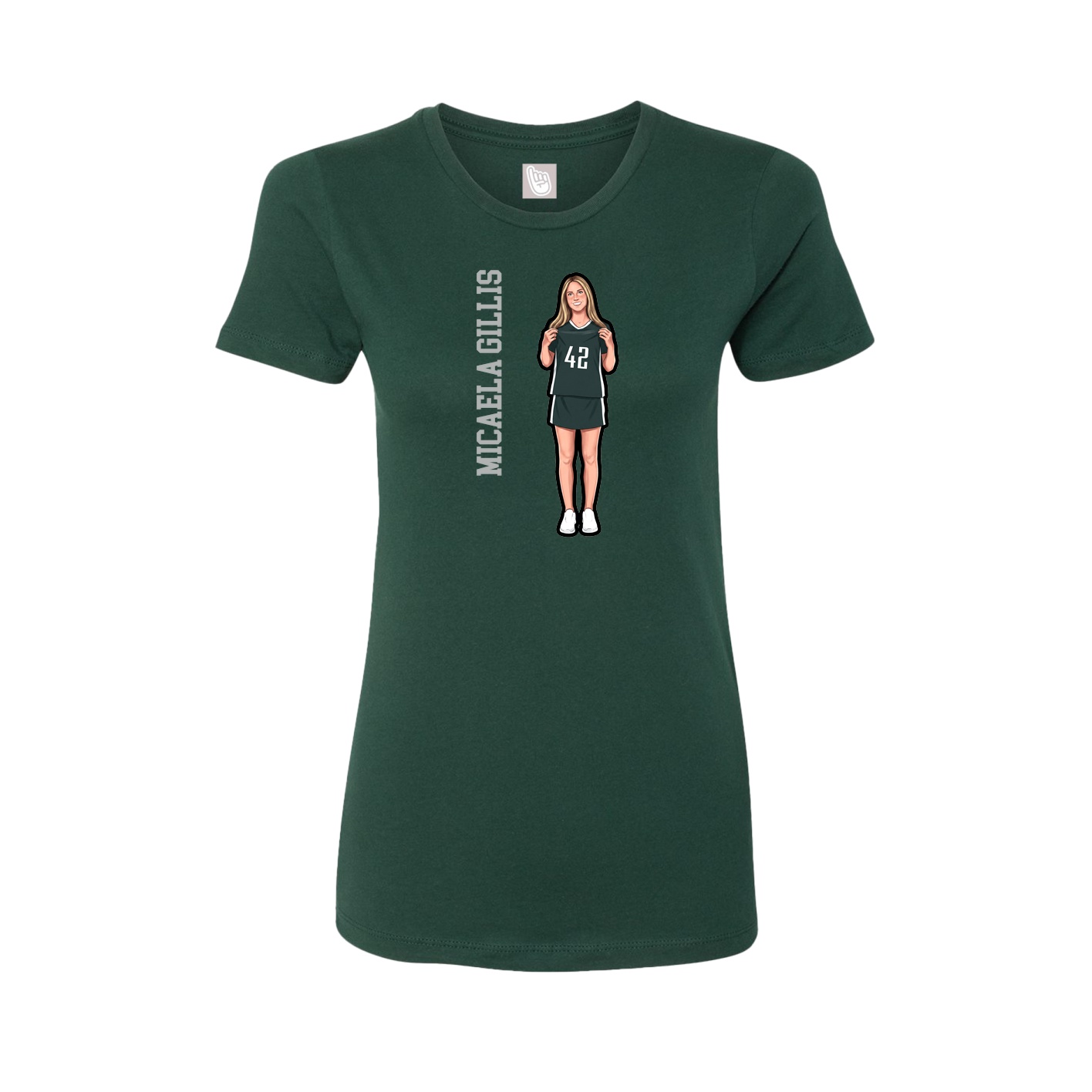 Fitted Women's Tee — Name Vertical in Green