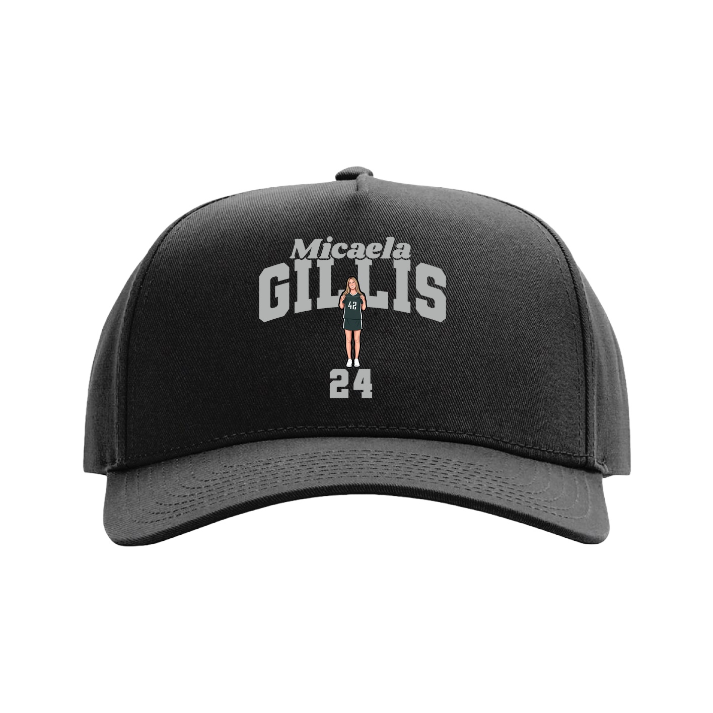Full Fabric Five-Panel Champ Cap — Signature Arch in Black