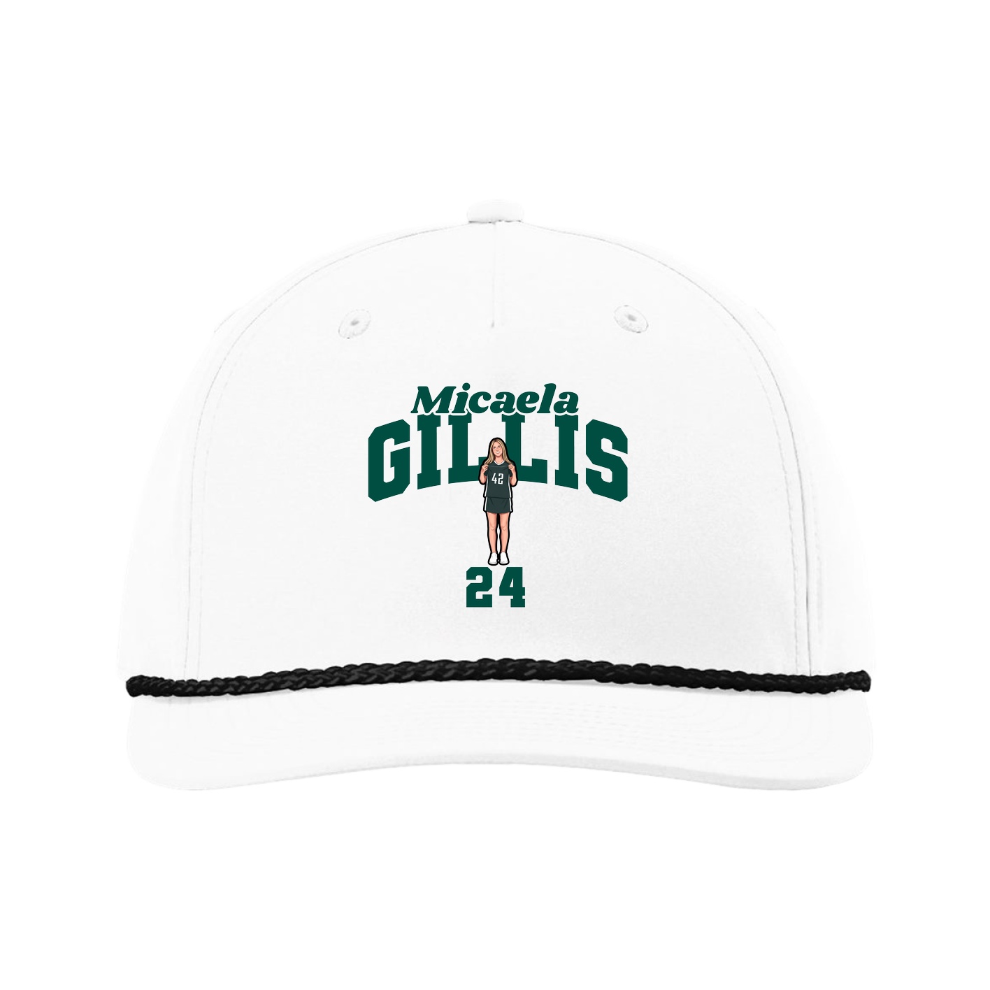 Five-Panel Classic Rope Cap — Signature Arch in White