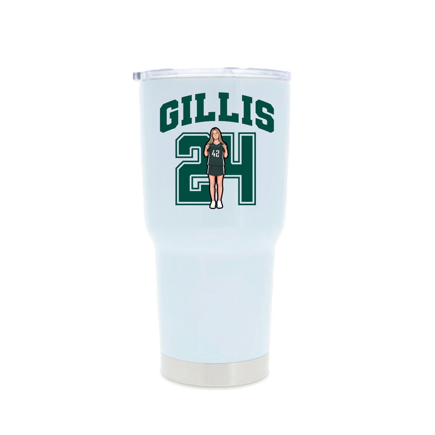 30oz Stainless Steel Tumbler — Number in White