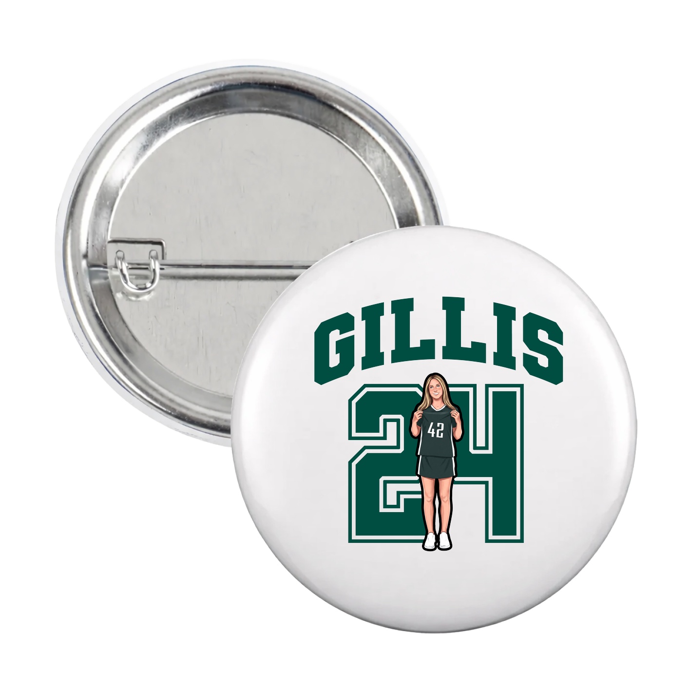 Game Day Button — Number in White