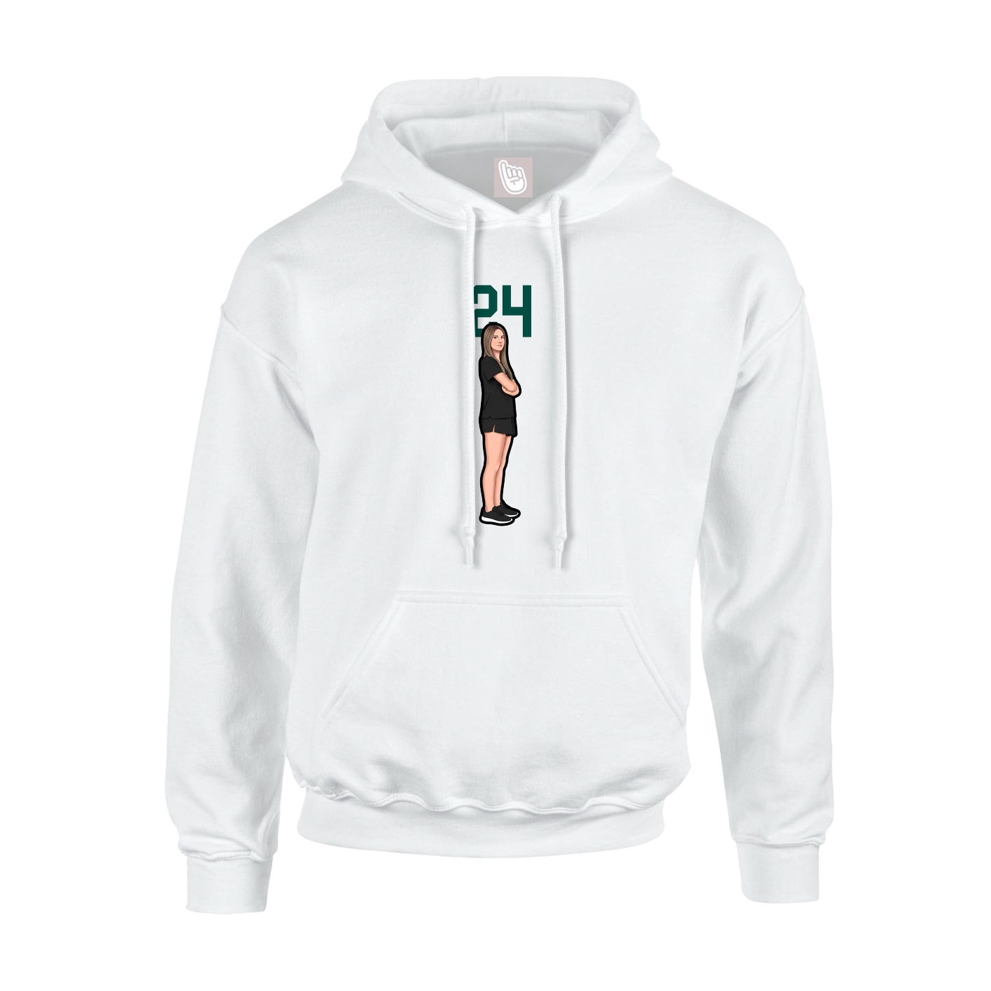 Youth Hoodie — Number Top in White