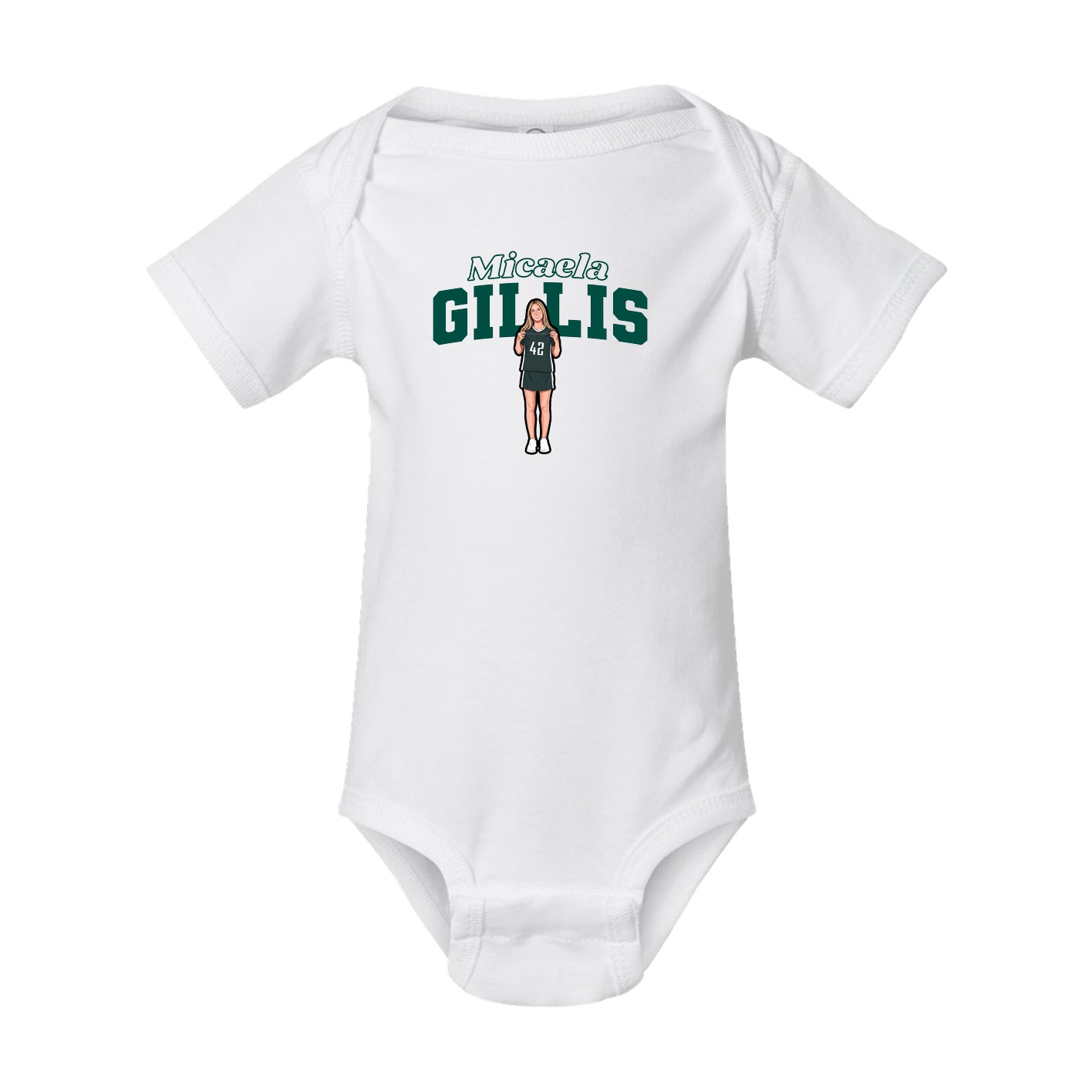 Baby Onesie — Name Arch in White
