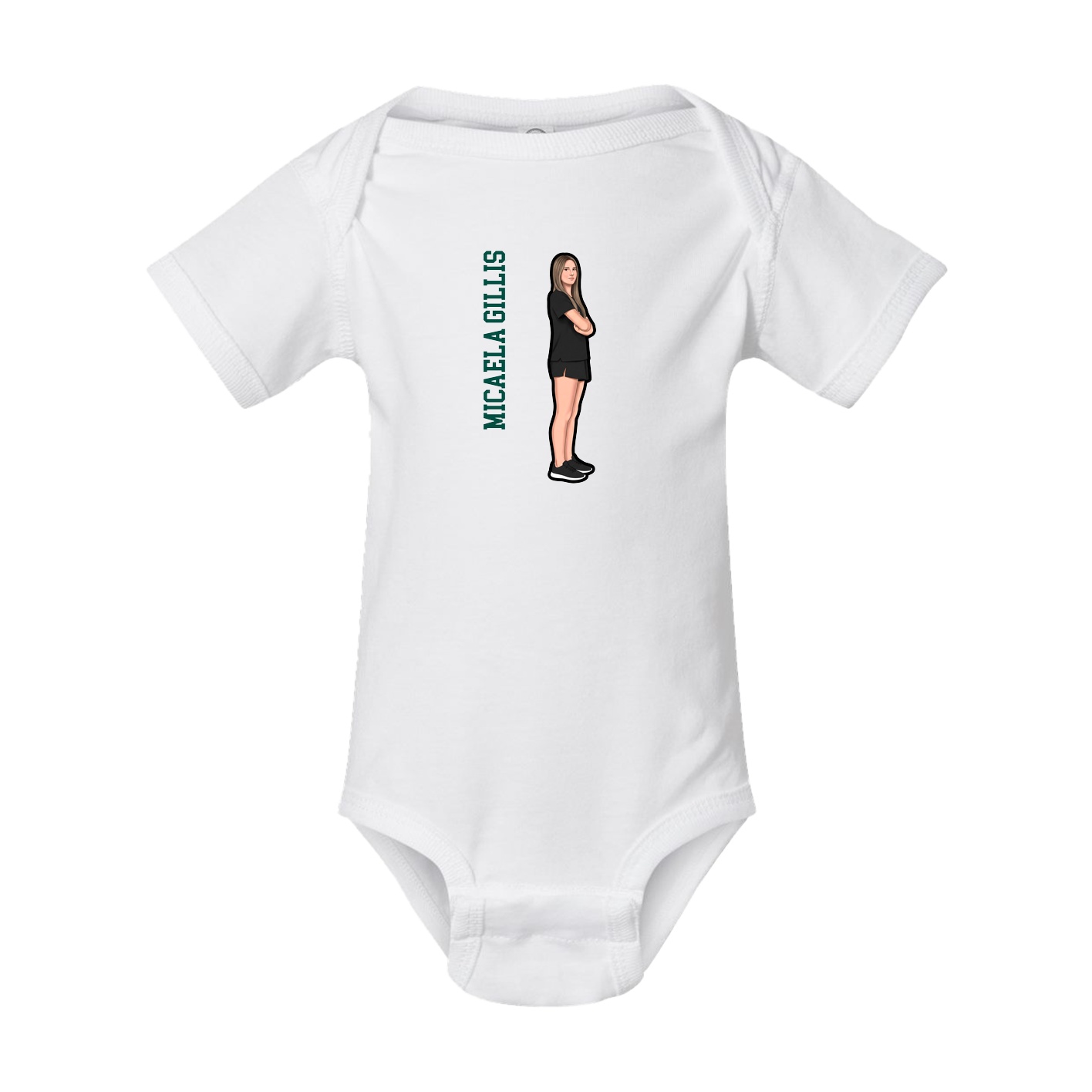 Baby Onesie — Name Vertical in White