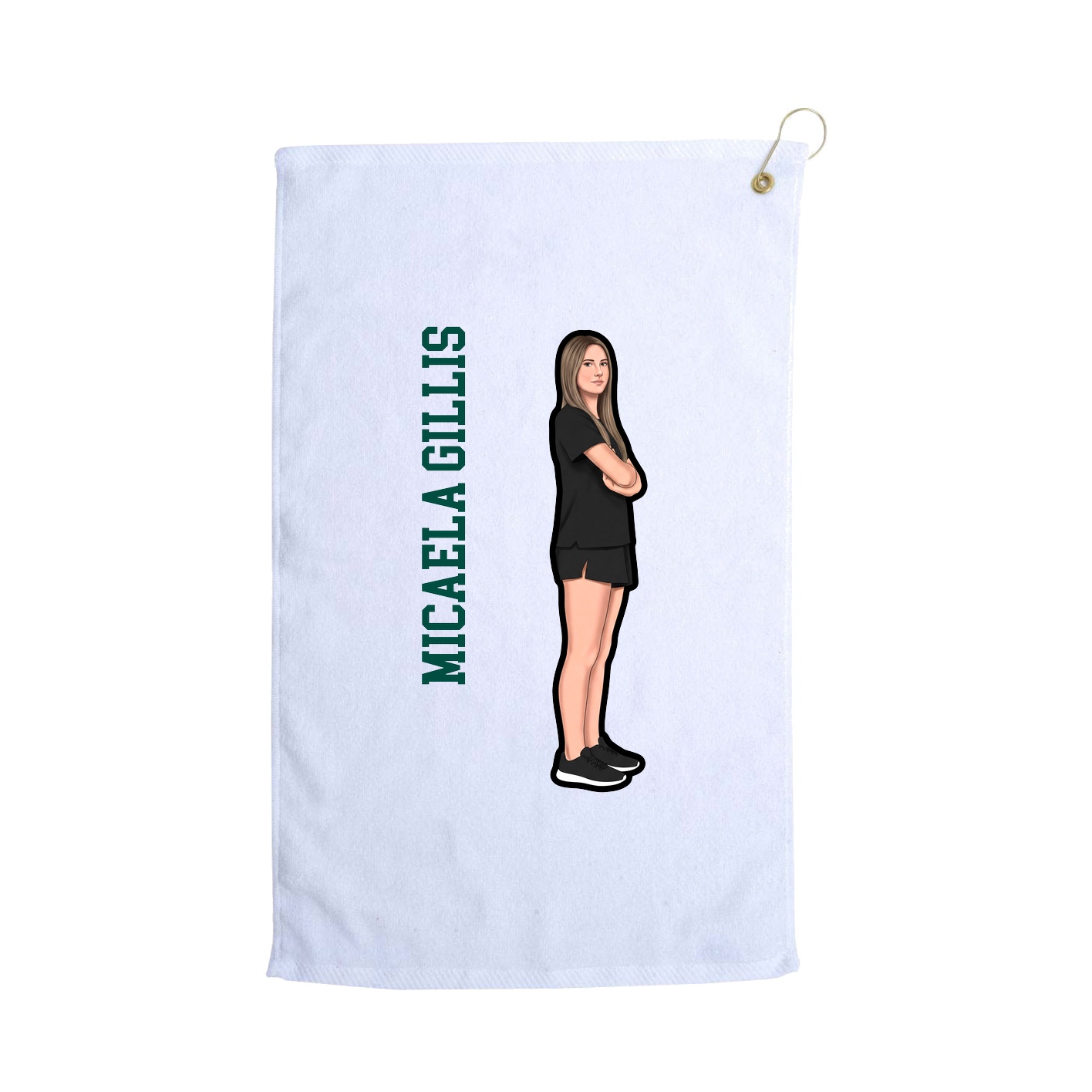 Golf Towel — Name Vertical in White