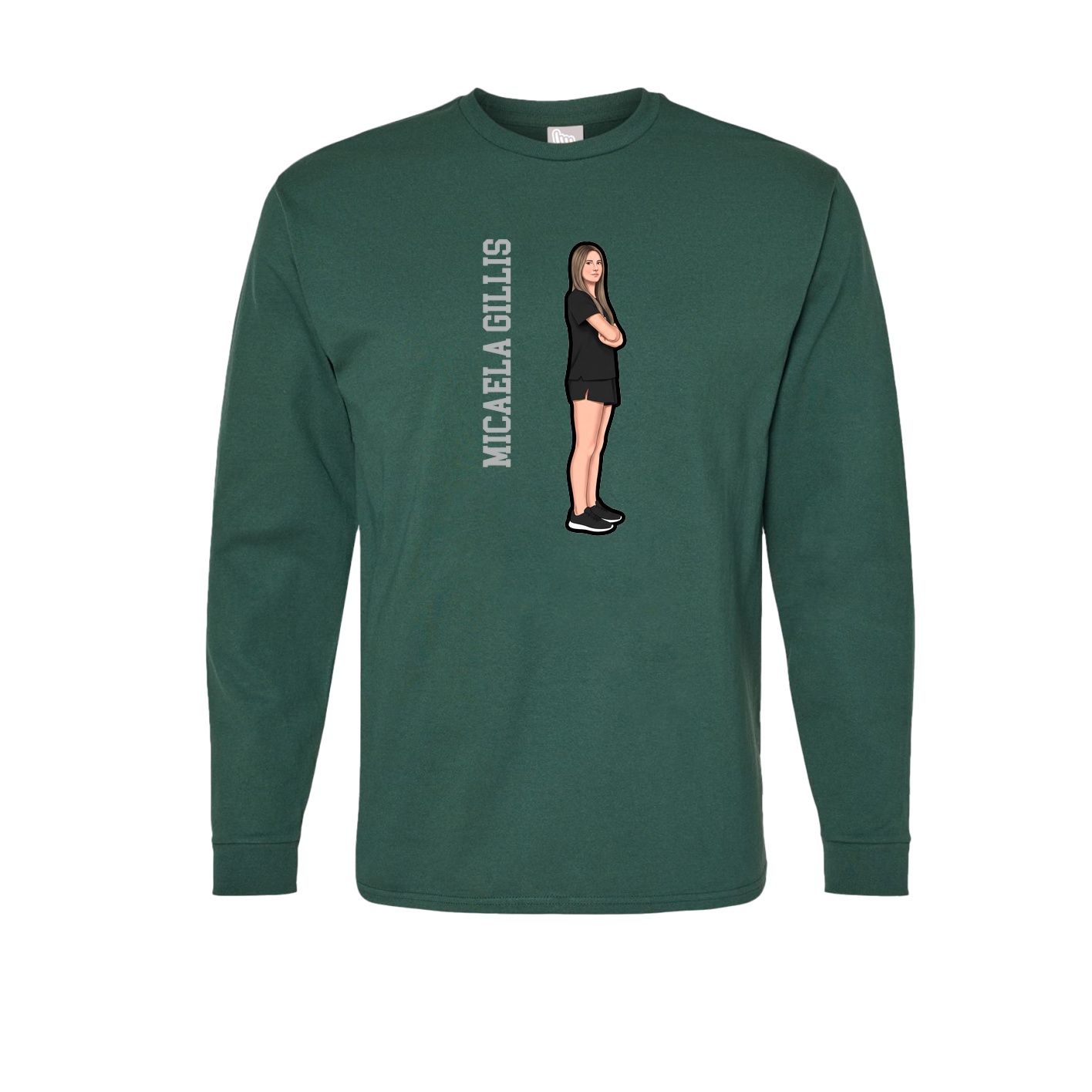 Long Sleeve Tee — Name Vertical in Green