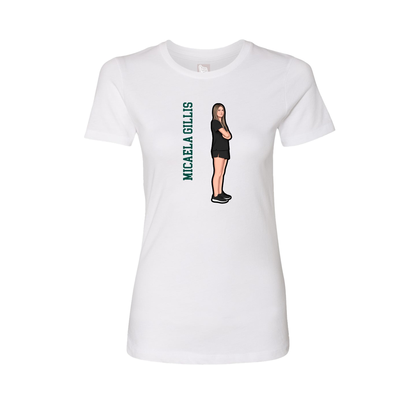 Fitted Women's Tee — Name Vertical in White
