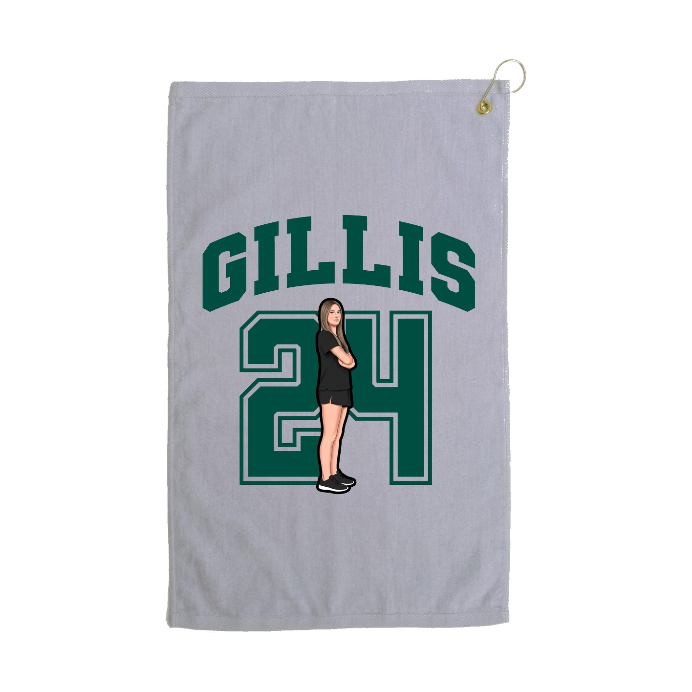 Golf Towel — Number in Grey