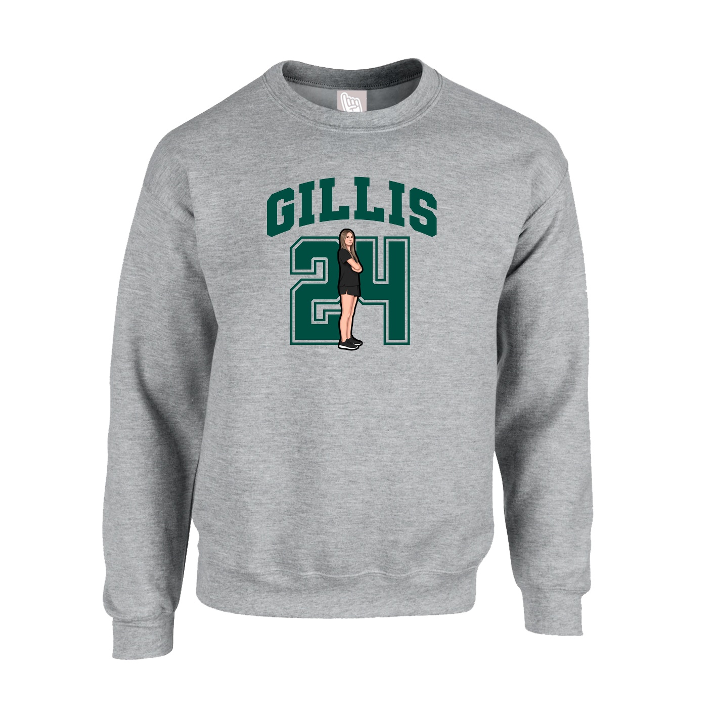 Fleece Crew — Number in Grey