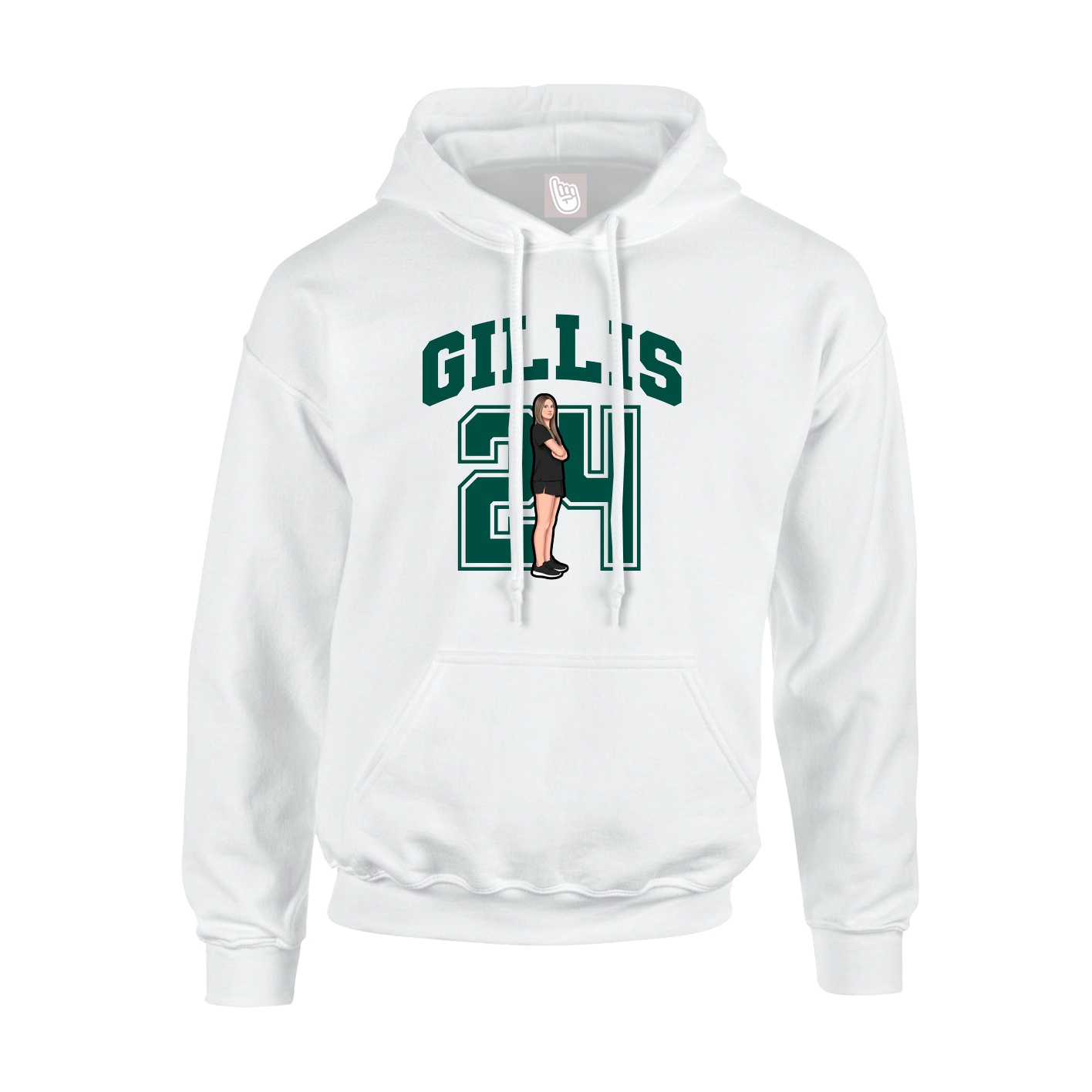 Youth Hoodie — Number in White