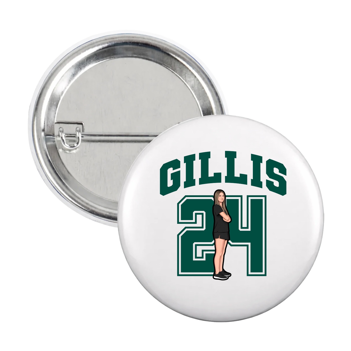 Game Day Button — Number in White