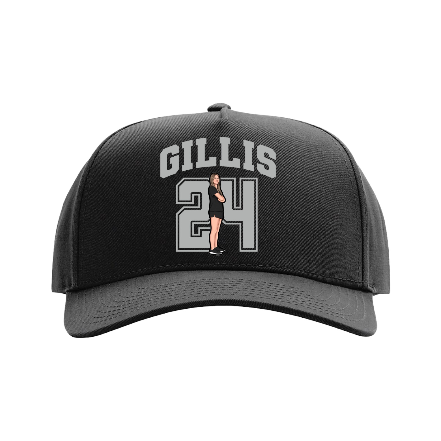 Full Fabric Five-Panel Champ Cap — Number in Black