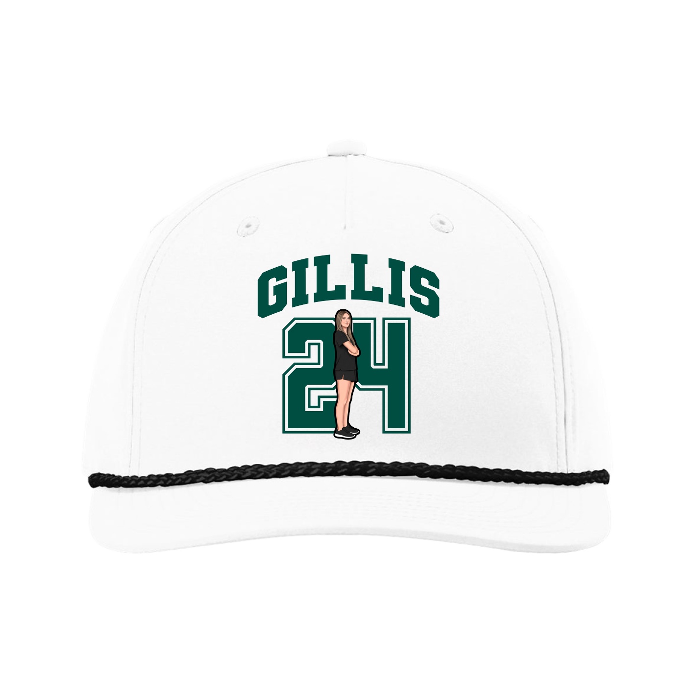 Five-Panel Classic Rope Cap — Number in White