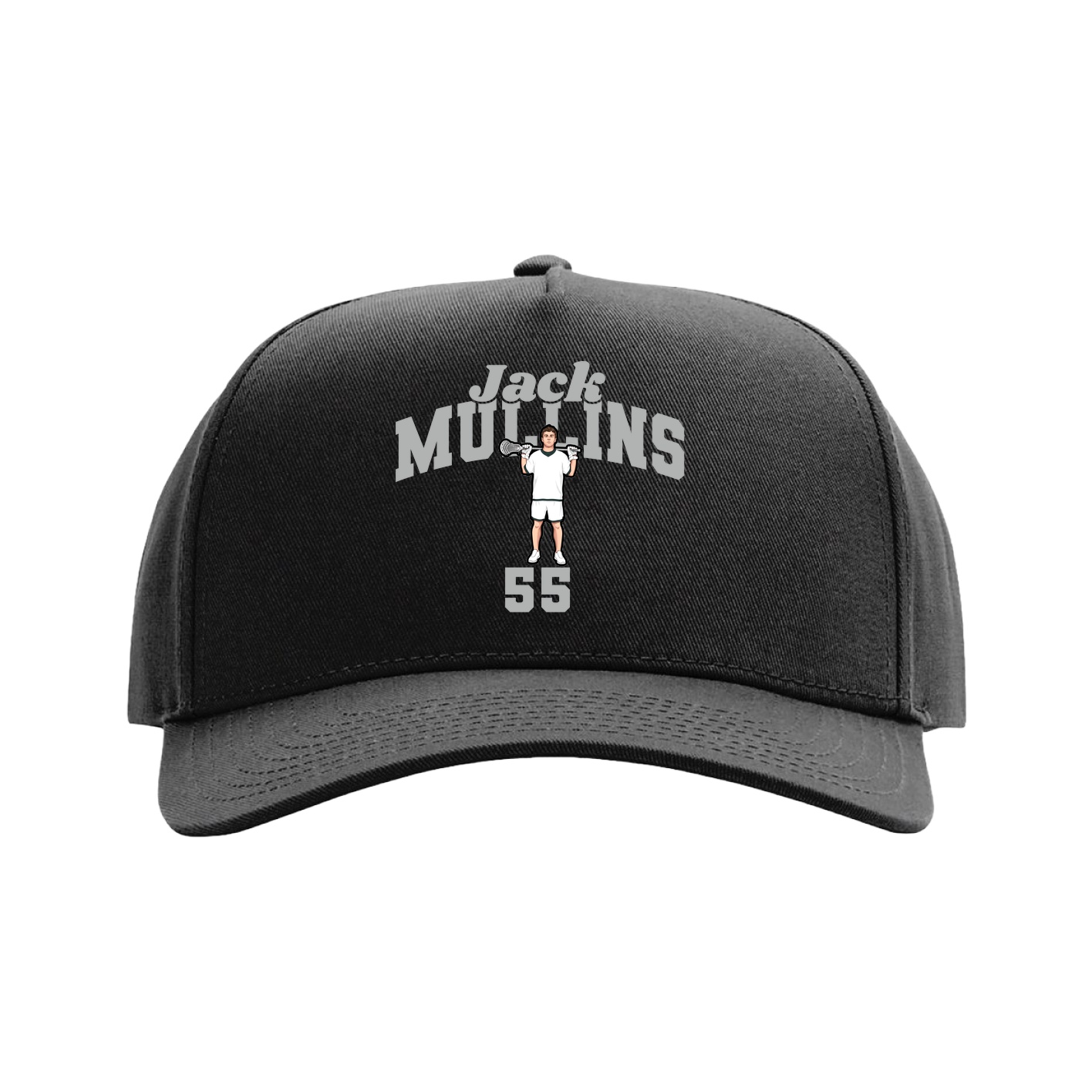 Full Fabric Five-Panel Champ Cap — Signature Arch in Black