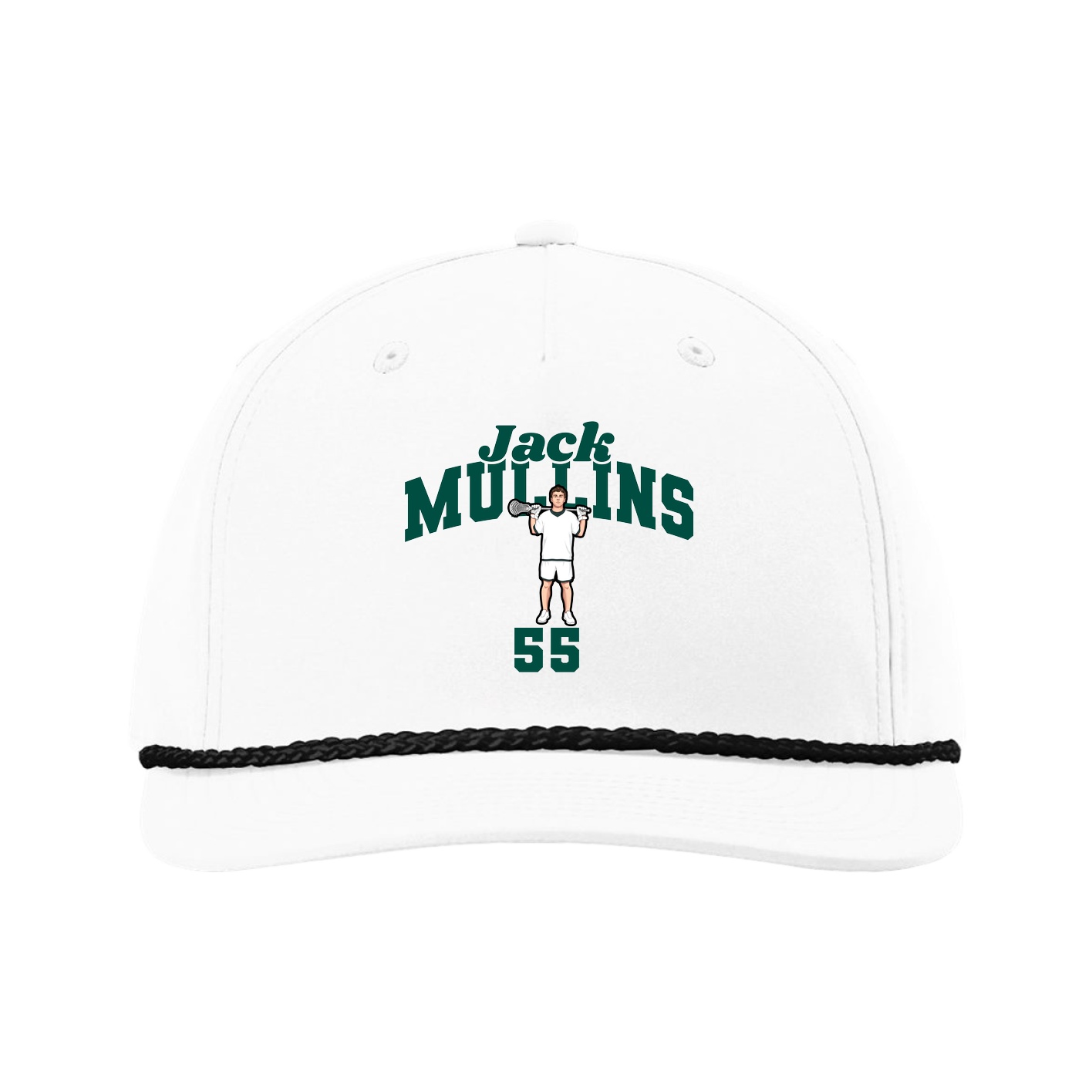 Five-Panel Classic Rope Cap — Signature Arch in White