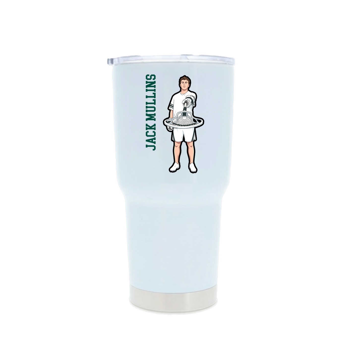 30oz Stainless Steel Tumbler — Name Vertical in White