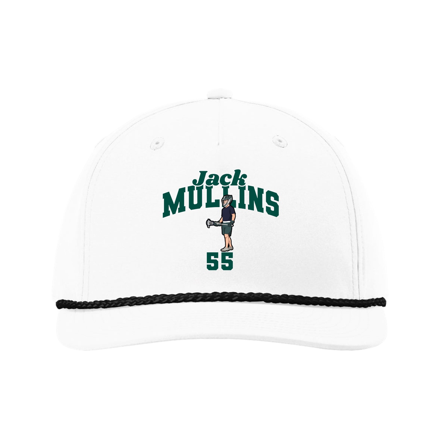 Five-Panel Classic Rope Cap — Signature Arch in White