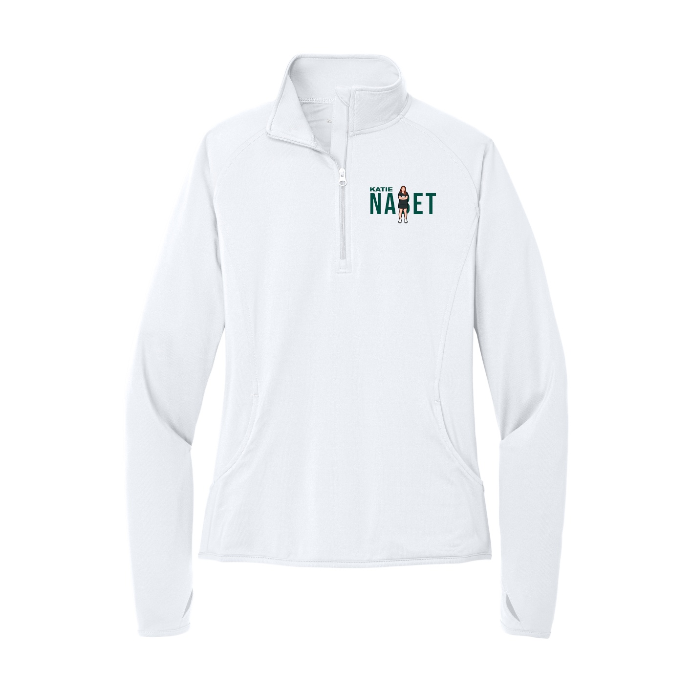 Women's Q-Zip Pullover — Player Name in White