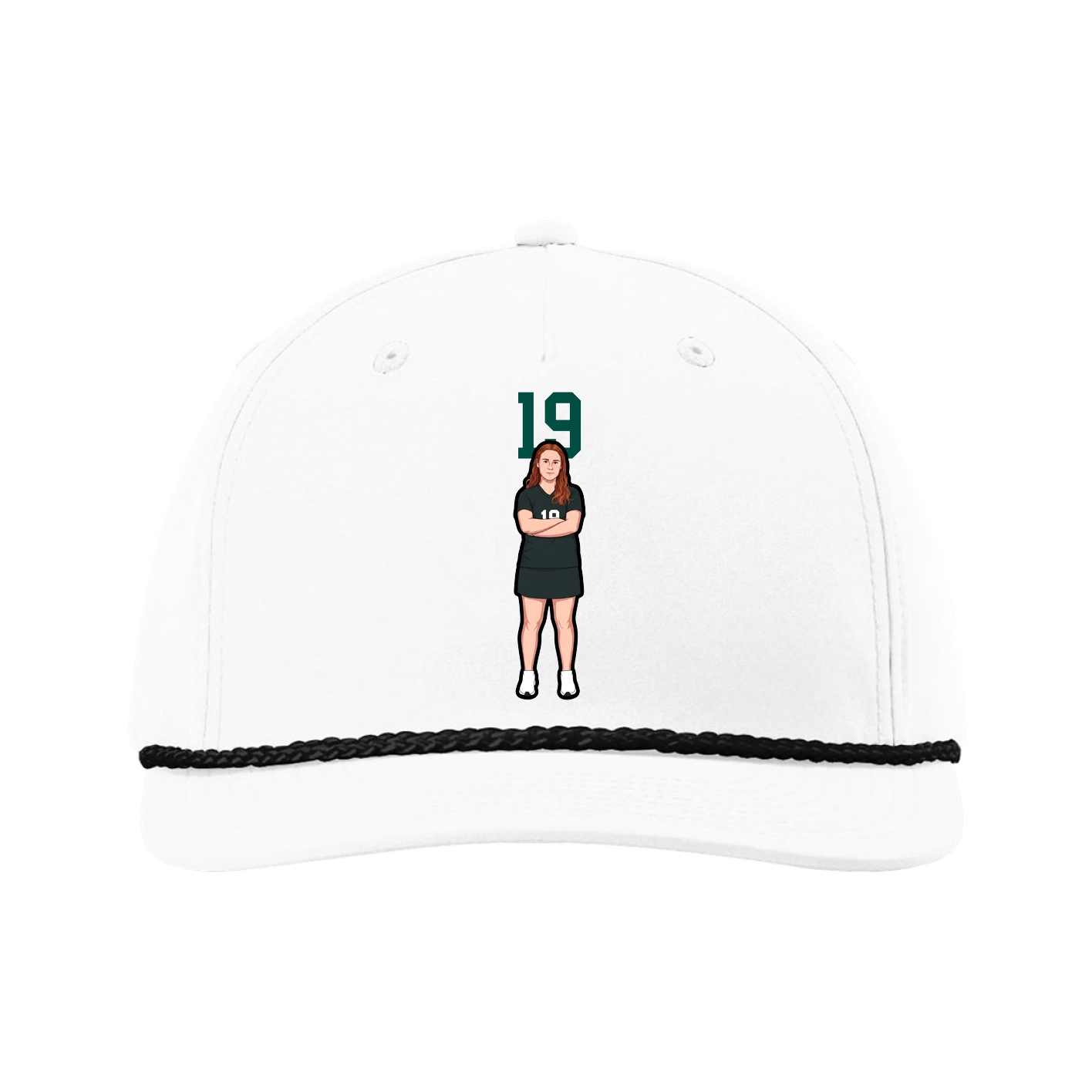 Five-Panel Classic Rope Cap — Number Top in White