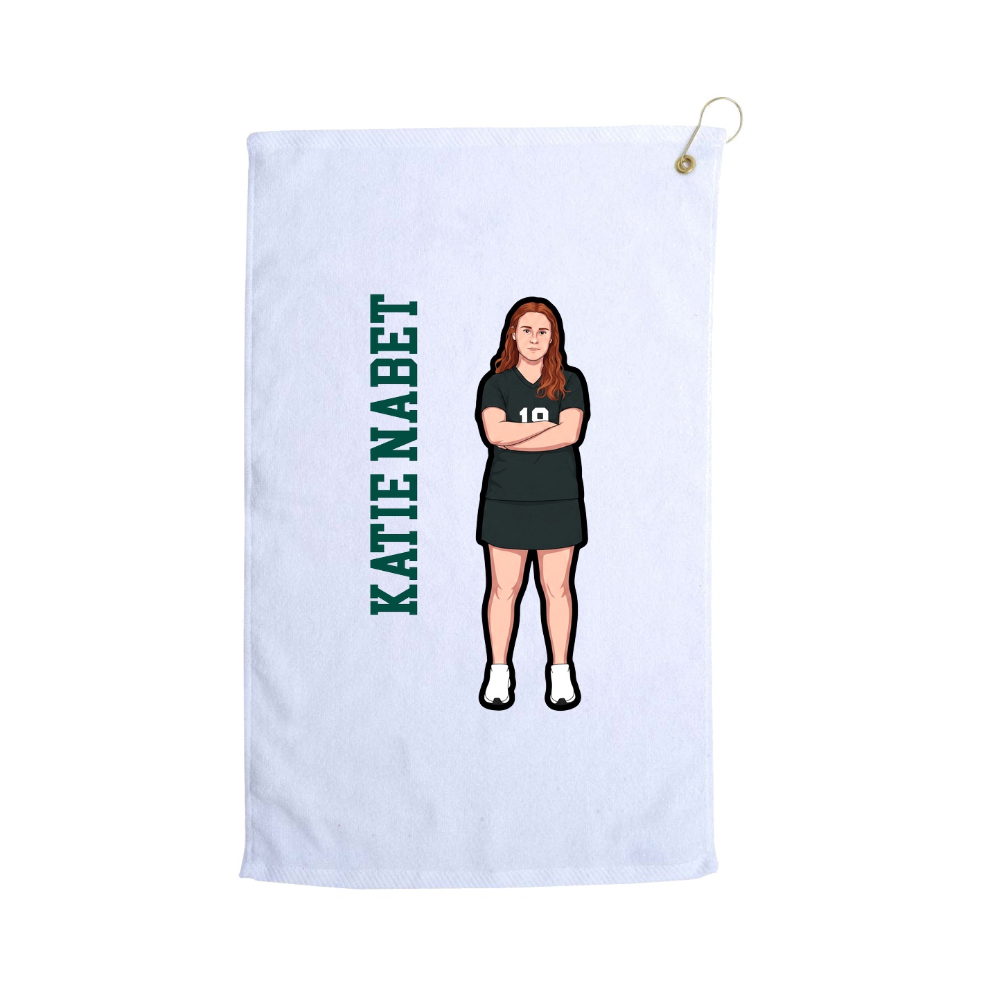 Golf Towel — Name Vertical in White