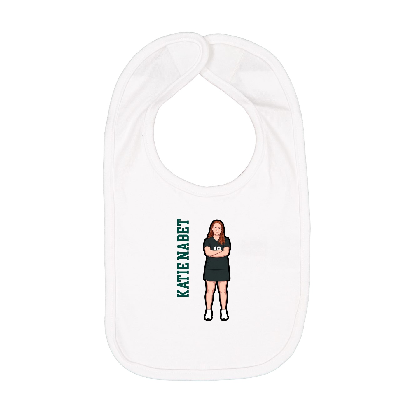 Infant Bib — Name Vertical in White