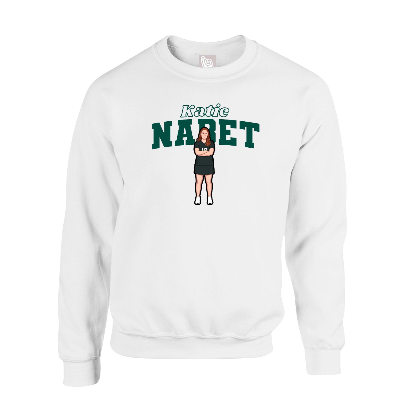 Fleece Crew — Name Arch in White