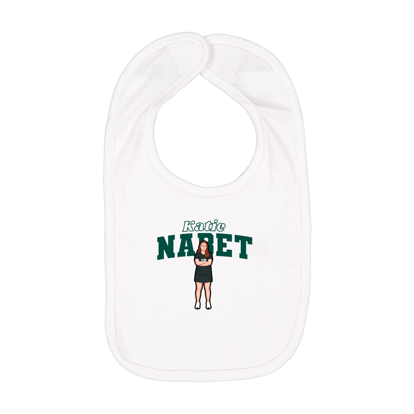 Infant Bib — Name Arch in White