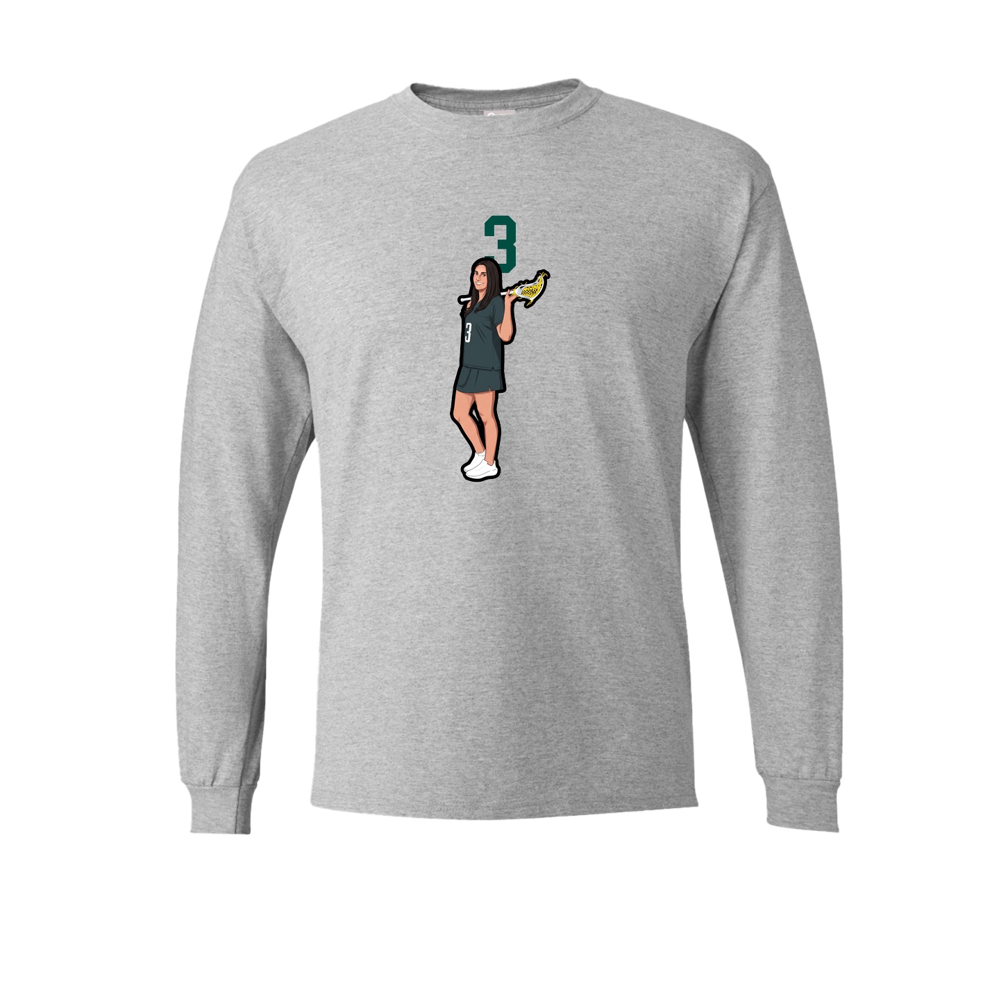 Long Sleeve Tee — Number Top in Grey