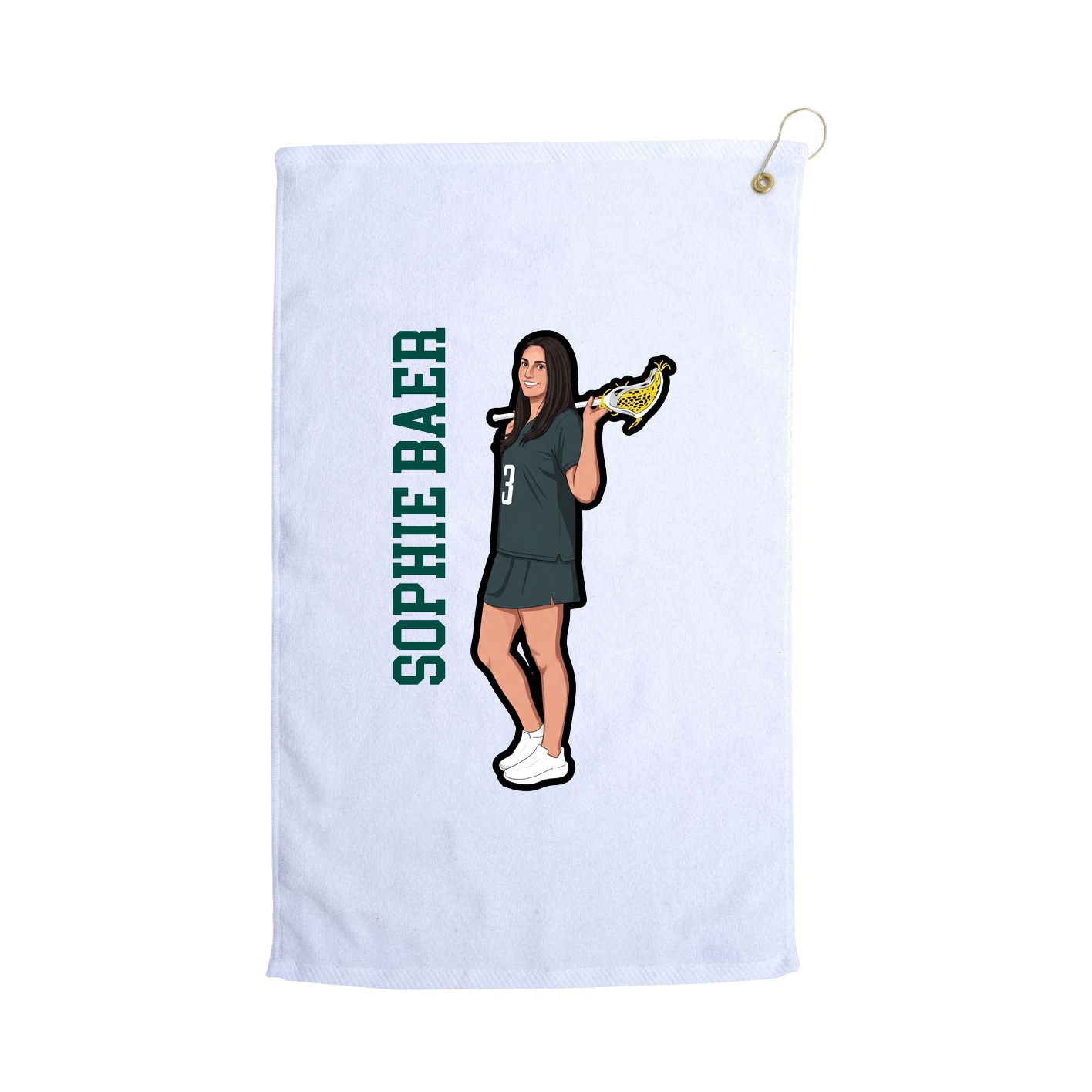 Golf Towel — Name Vertical in White