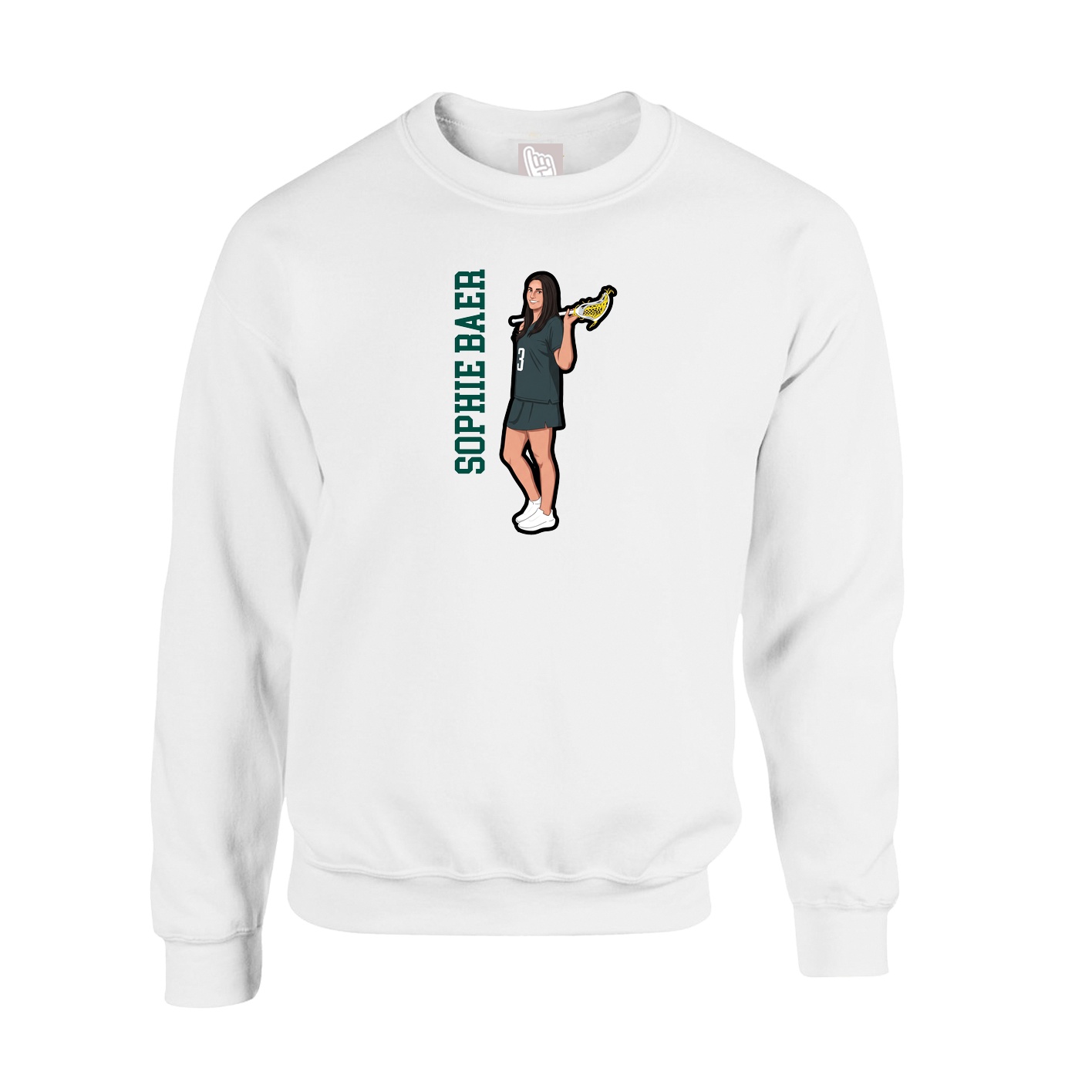 Fleece Crew — Name Vertical in White