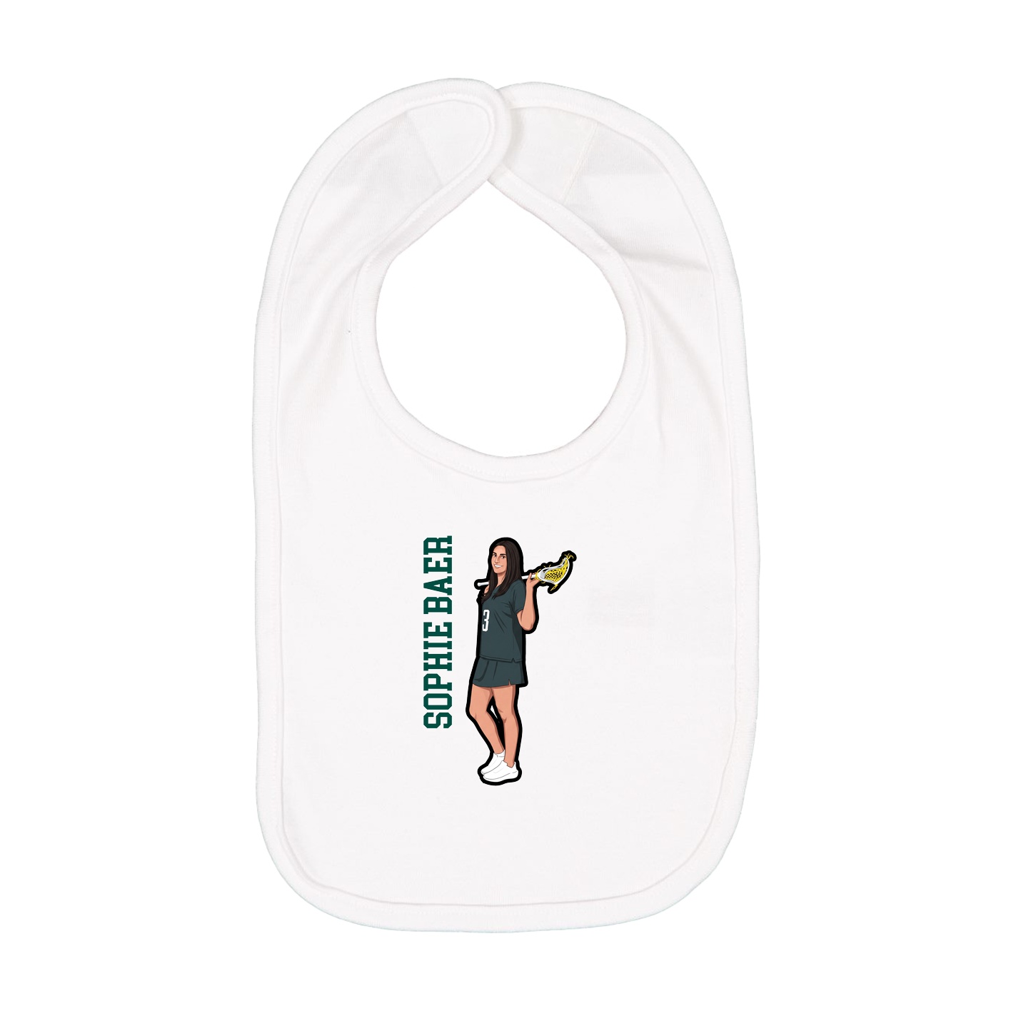 Infant Bib — Name Vertical in White
