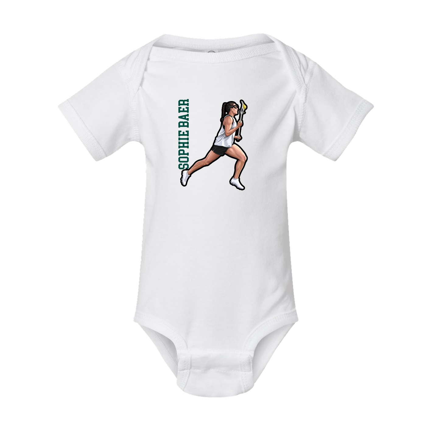 Baby Onesie — Name Vertical in White