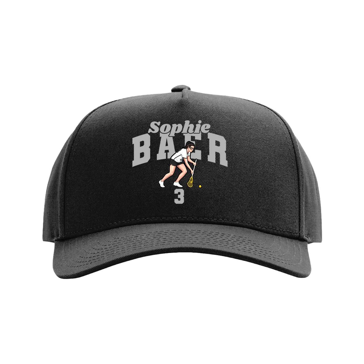 Full Fabric Five-Panel Champ Cap — Signature Arch in Black