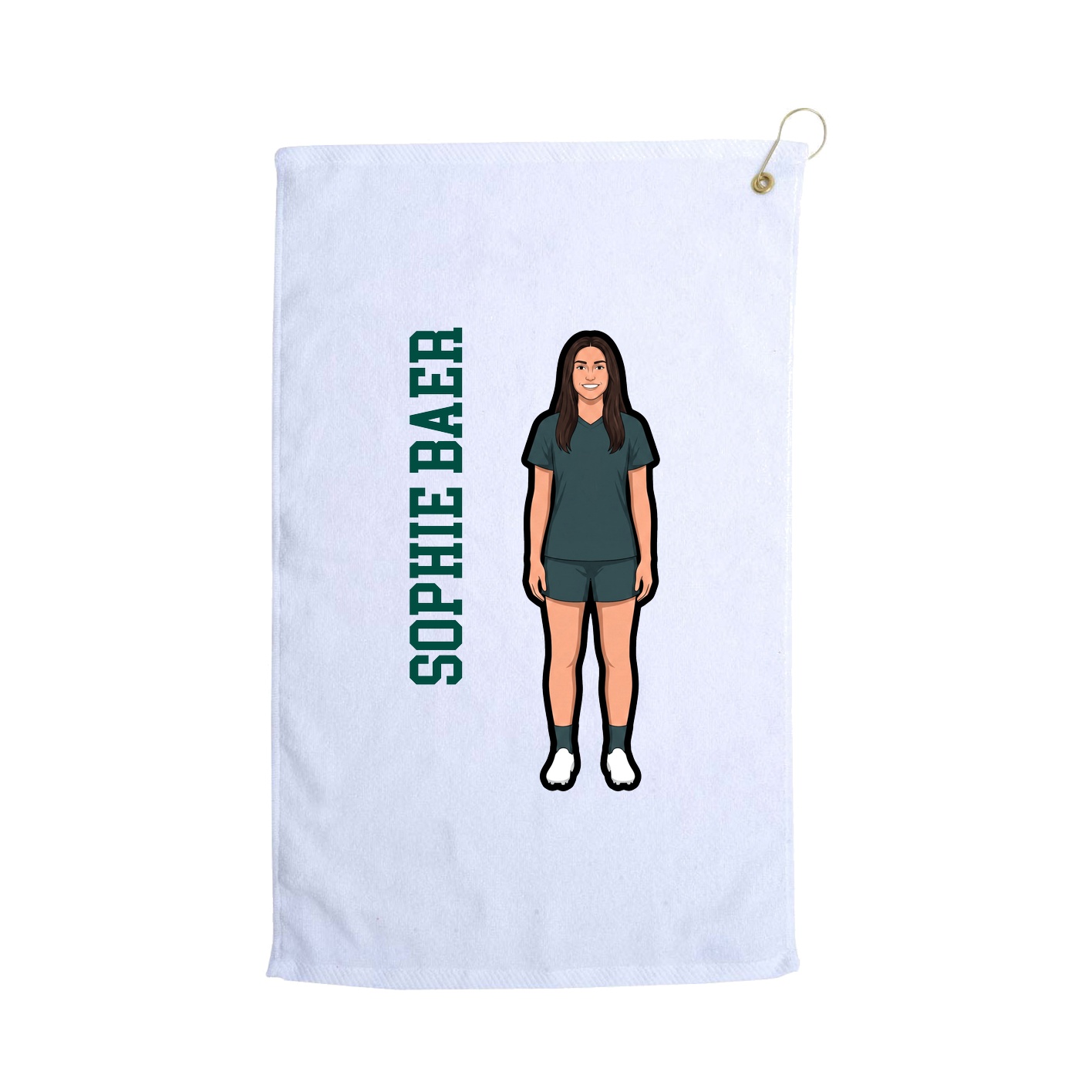 Golf Towel — Name Vertical in White