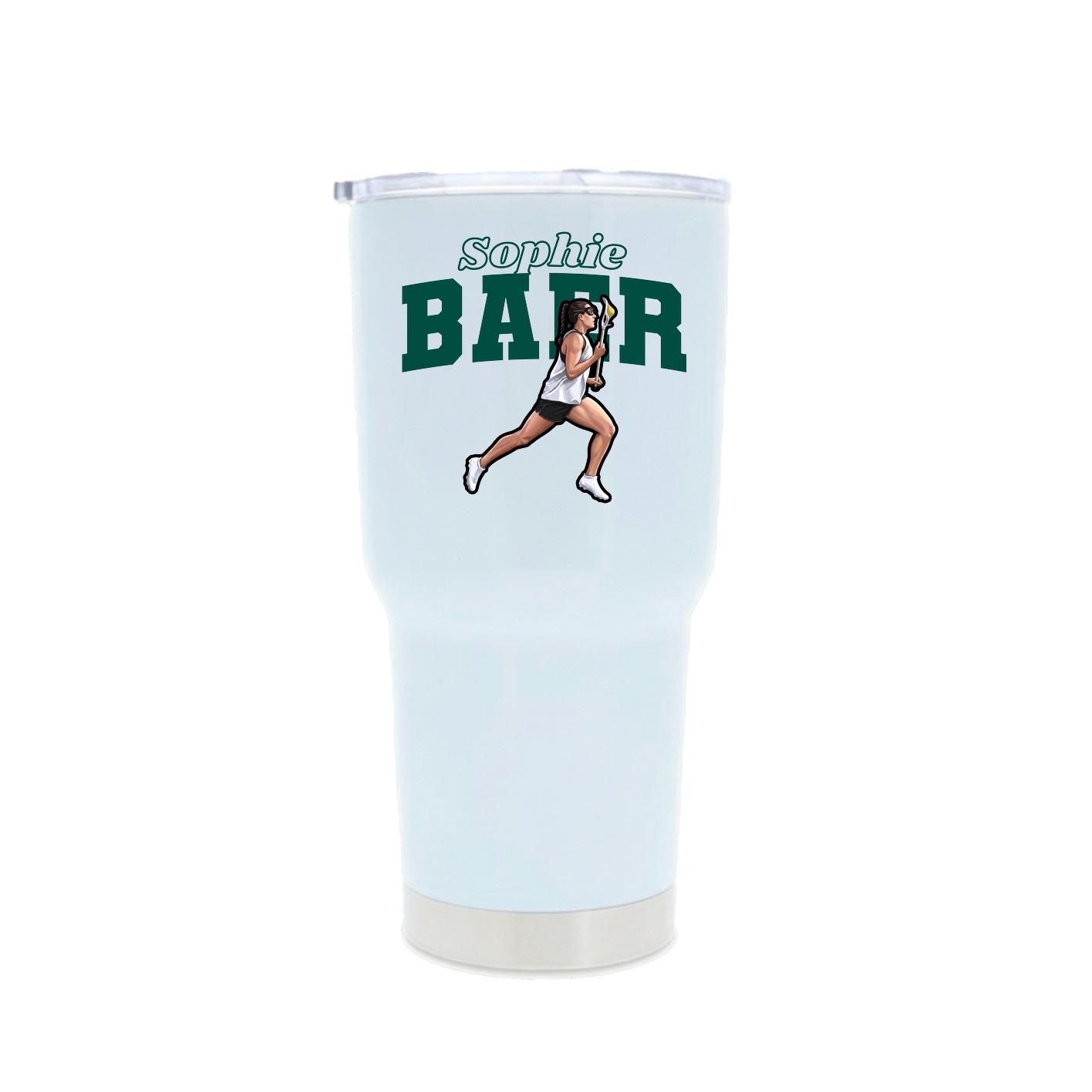 30oz Stainless Steel Tumbler — Name Arch in White