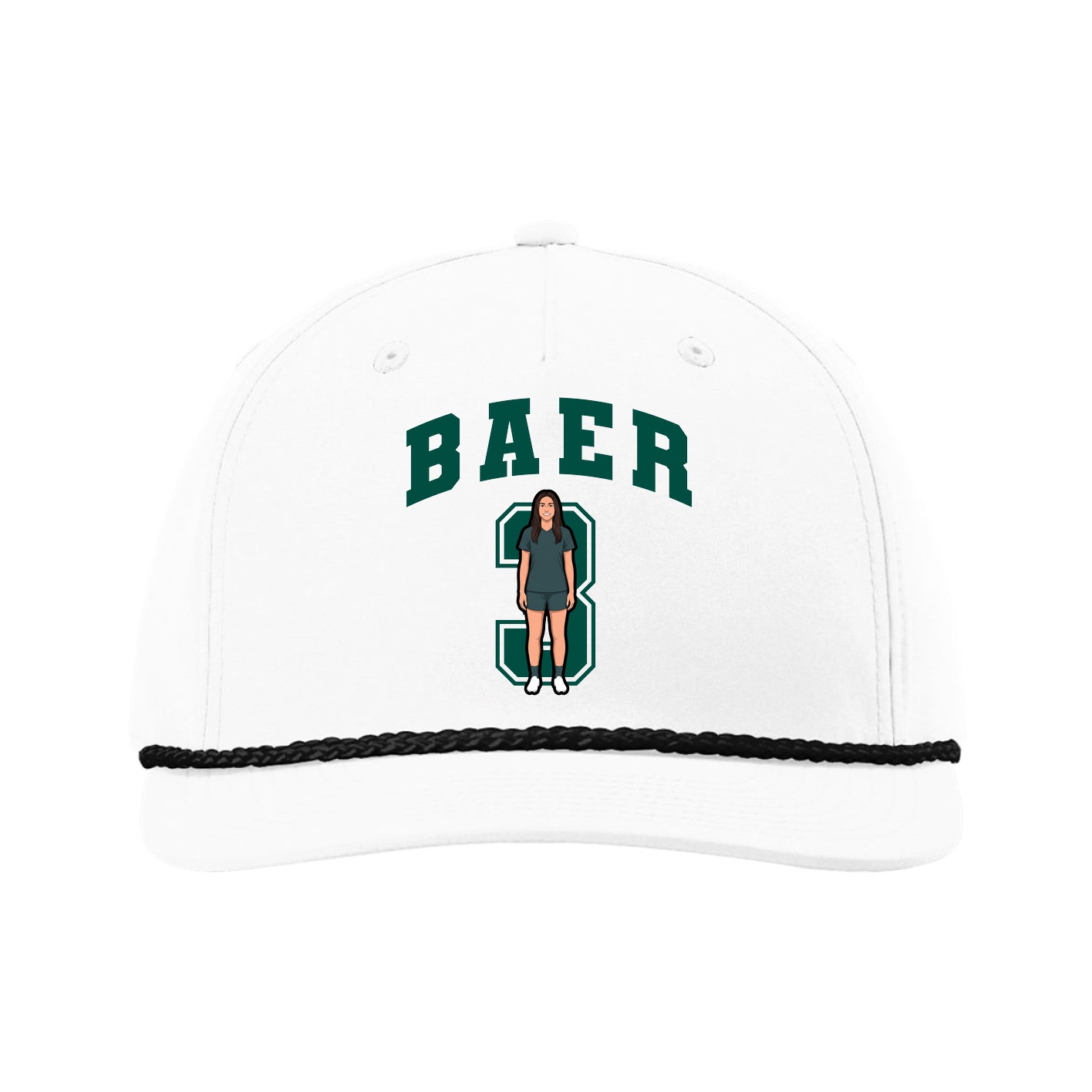 Five-Panel Classic Rope Cap — Number in White