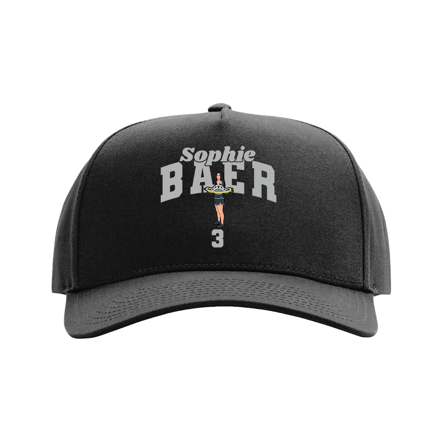 Full Fabric Five-Panel Champ Cap — Signature Arch in Black