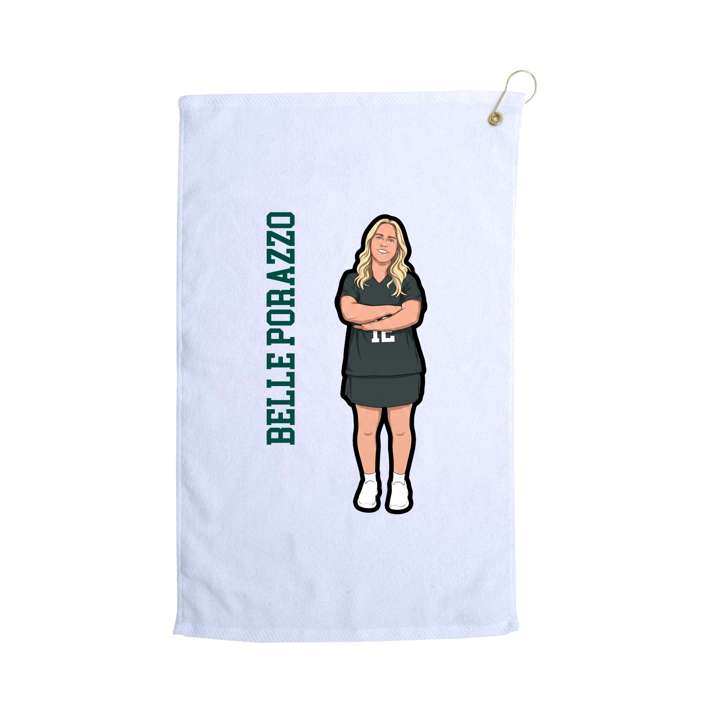 Golf Towel — Name Vertical in White