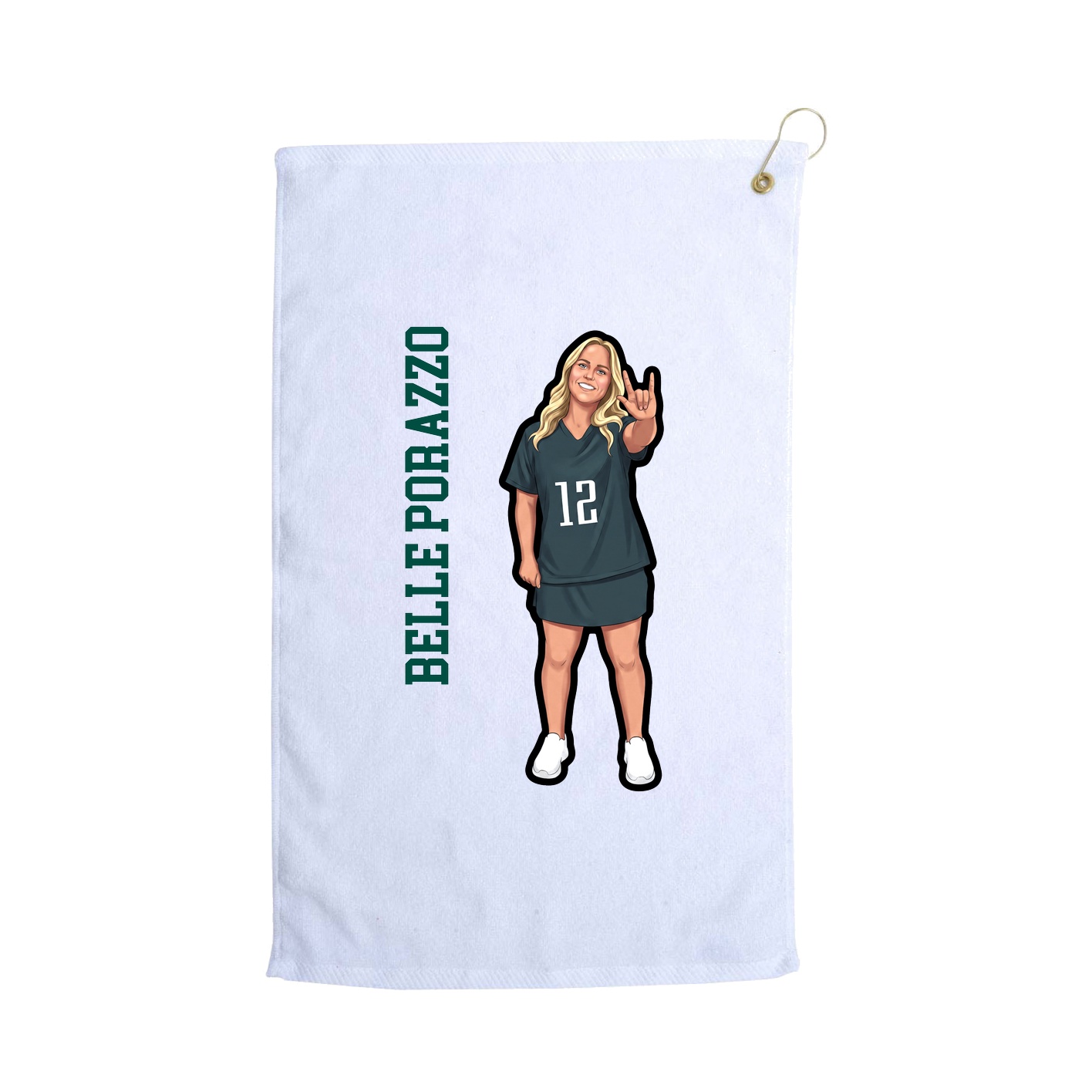 Golf Towel — Name Vertical in White