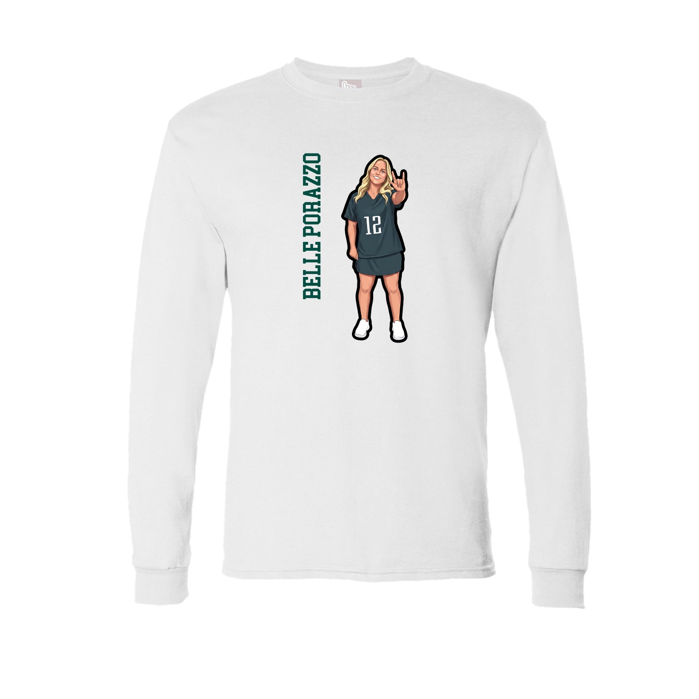 Long Sleeve Tee — Name Vertical in White