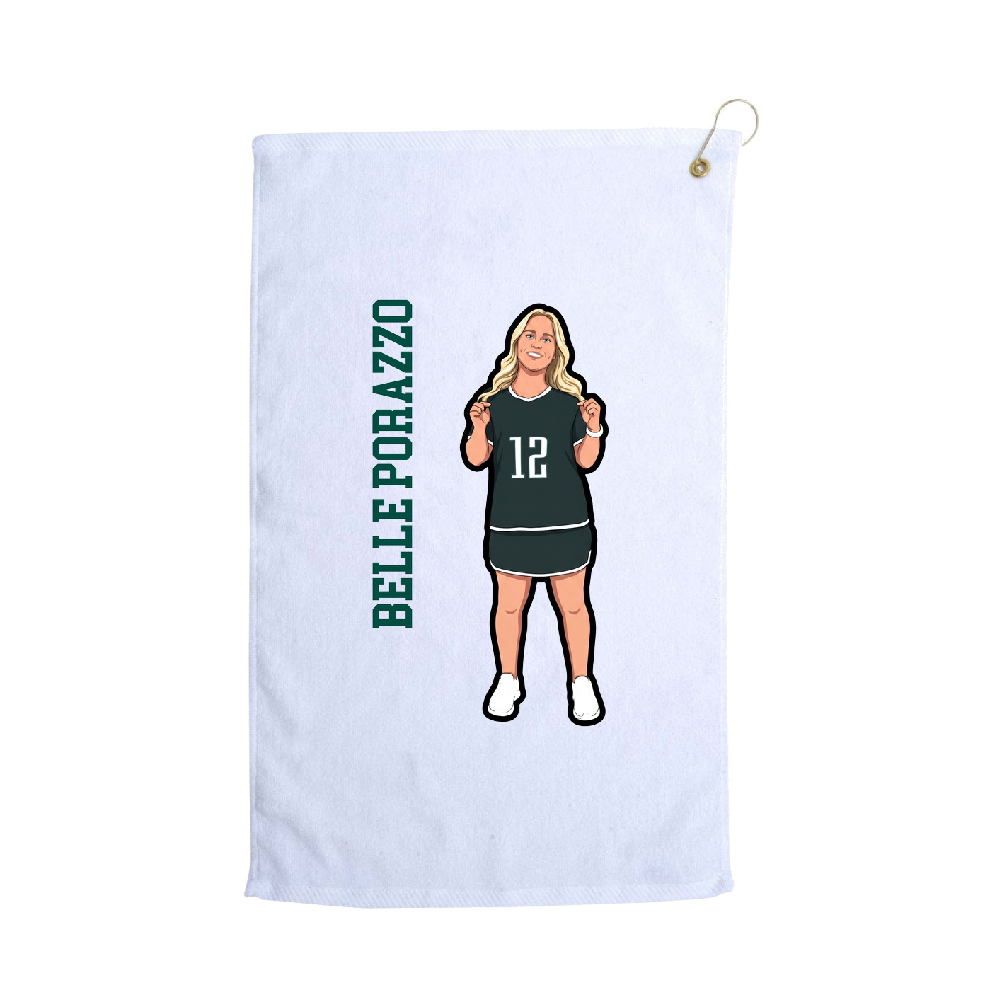 Golf Towel — Name Vertical in White