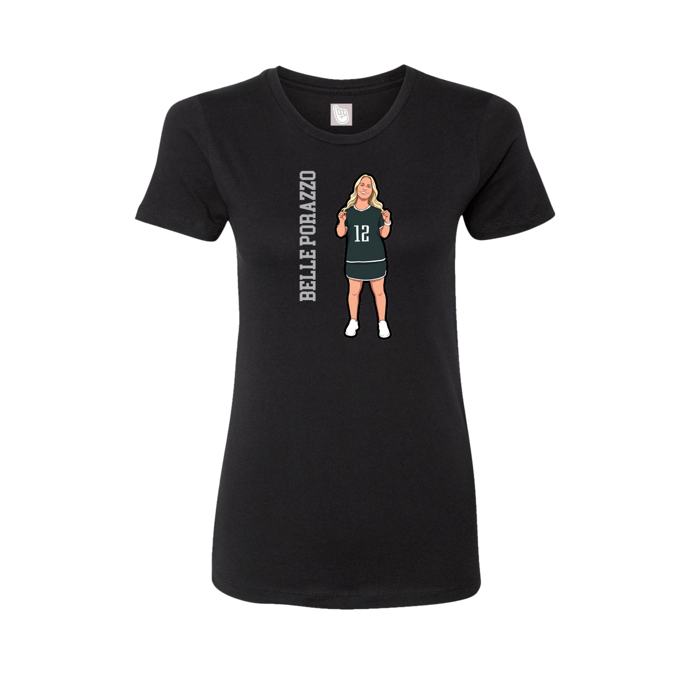Fitted Women's Tee — Name Vertical in Black