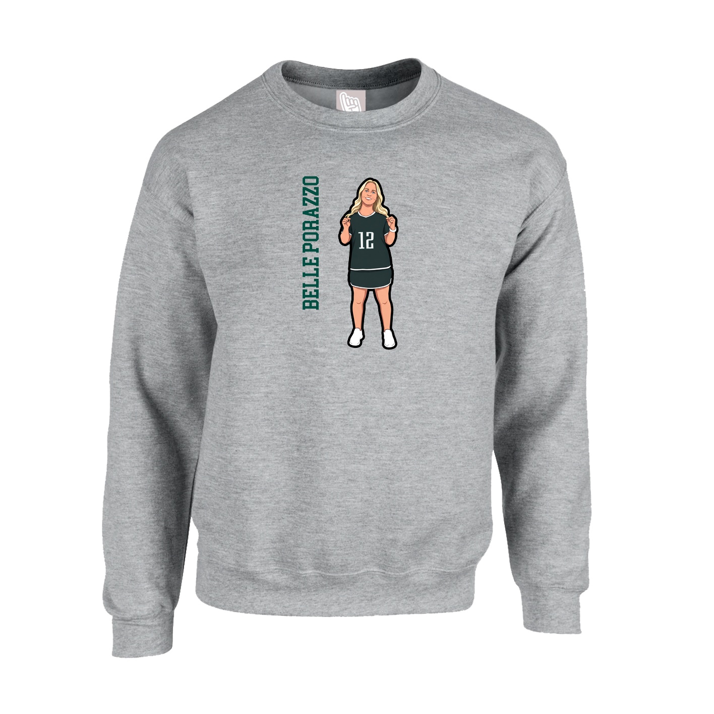 Fleece Crew — Name Vertical in Grey