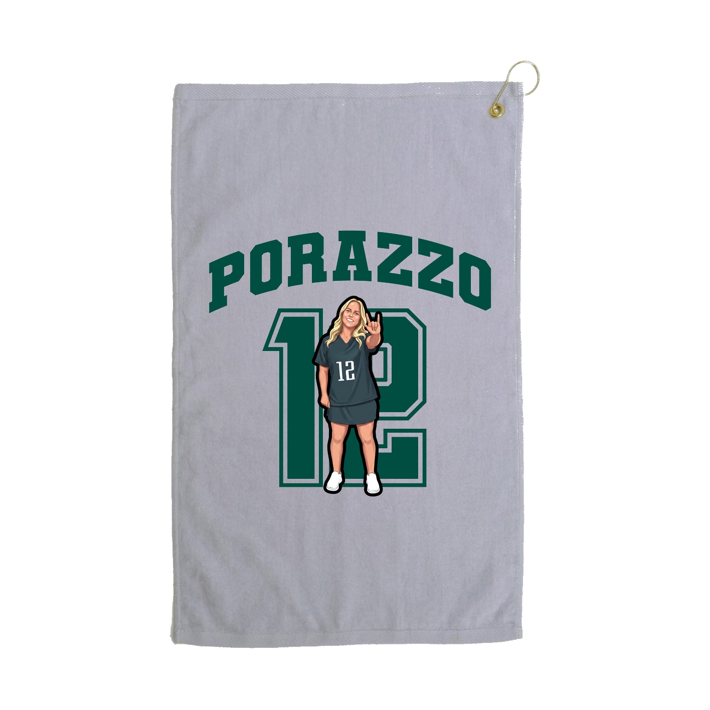 Golf Towel — Number in Grey