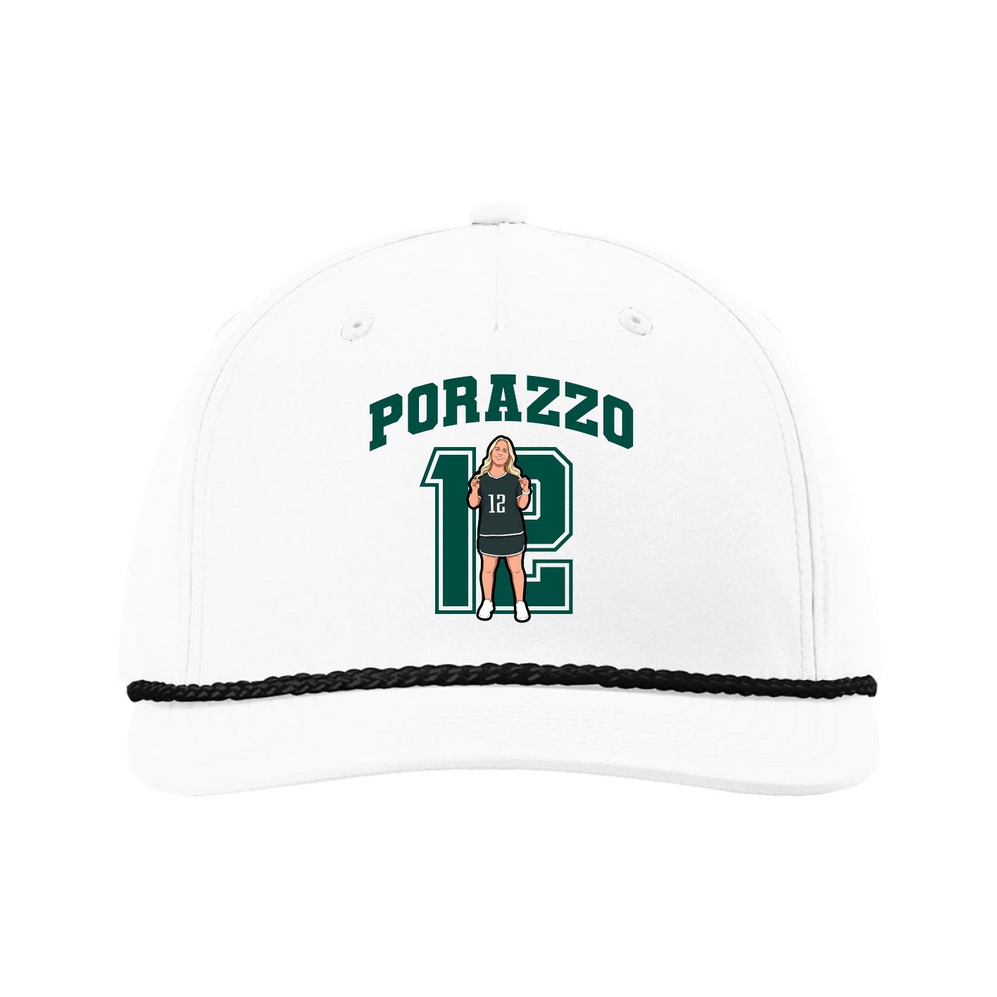 Five-Panel Classic Rope Cap — Number in White