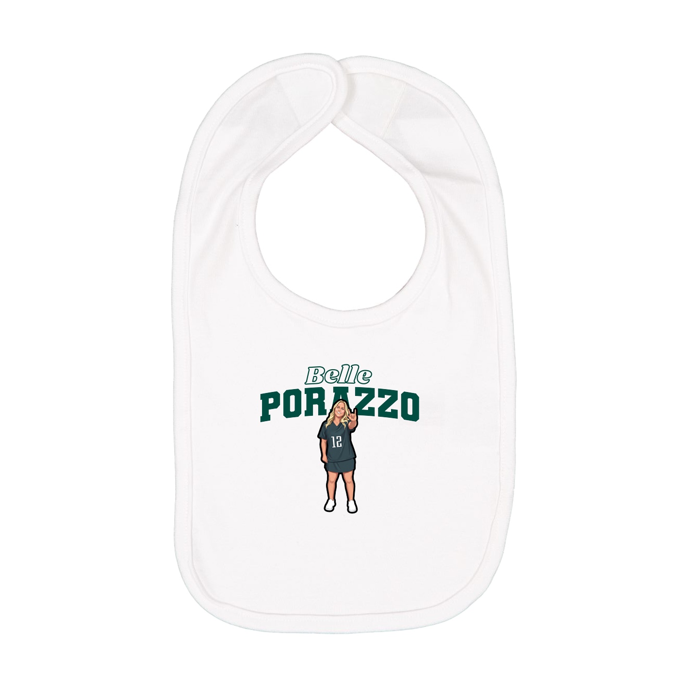 Infant Bib — Name Arch in White